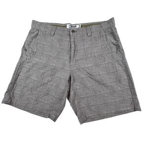 Mountain Khaki Relaxed Fit Cotton/Linen Green/Tan Plaid 10” Shorts Men Sz 38